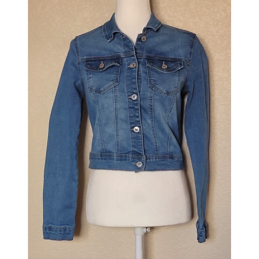 Wax Jean Y2K Denim Jean Jacket Junior Size Small Cropped Trucker Jacket EUC